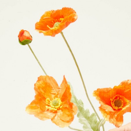 AMAPOLA ARTIFICIAL NARNAJA 63CM TALLO