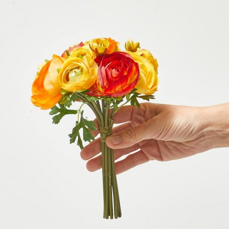 BOUQUET ARTIFICIAL RANÚNCULOS 24CM NARANJA