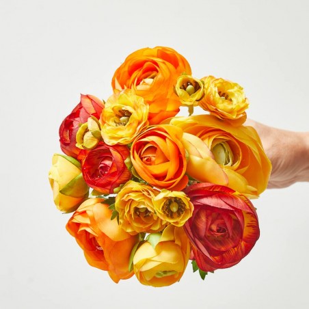 BOUQUET ARTIFICIAL RANÚNCULOS 24CM NARANJA