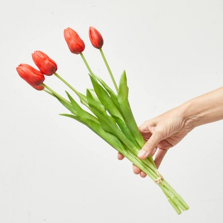 TULIPANES X5 ROJO 46CM MANOJO