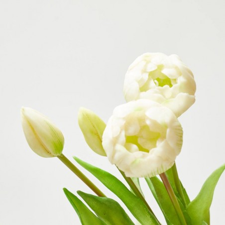 TULIPANES ROUND X5 CREMA 45CM