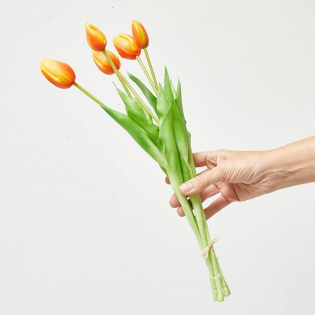 TULIPANES X 5 NARANJA 42CM RAMO