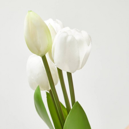 TULIPÁN ARTIFICIAL BLANCO X 5 MACETA