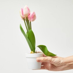 TULIPÁN ARTIFICIAL ROSA X 5 MACETA