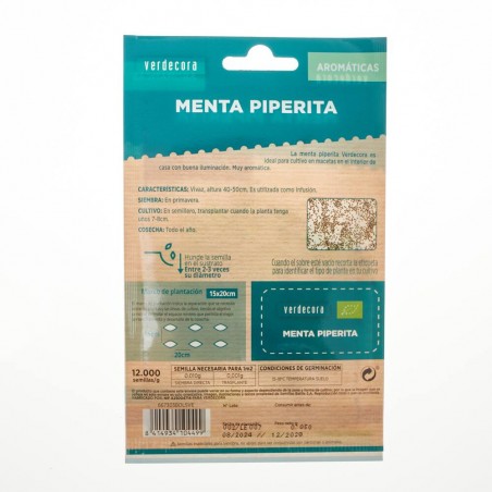 SEMILLAS ECOLÓGICAS MENTA VERDECORA