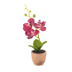 ORQUÍDEA ARTIFICIAL FUCSIA 20CM MACETA