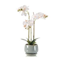 ORQUÍDEA ARTIFICIAL X 3 BLANCO 43CM MACETA