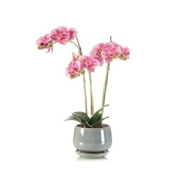ORQUÍDEA ARTIFICIAL X 3 ROSA 43CM MACETA