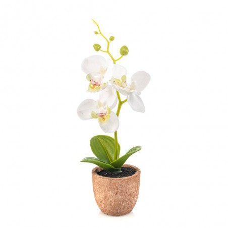 ORQUÍDEA ARTIFICIAL BLANCO 20CM MACETA