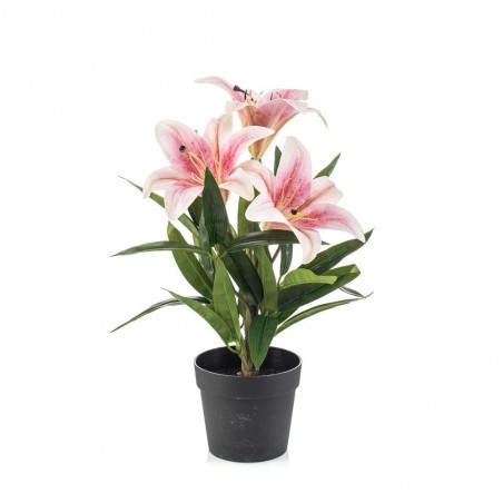 LILIUM ARTIFICIAL X 3 ROSA 33CM MACETA