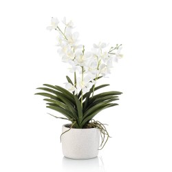ORQUÍDEA ARTIFICIAL X 3 BLANCA 60CM MACETA