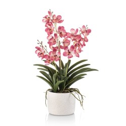 ORQUÍDEA ARTIFICIAL X 3 ROSA 60CM MACETA
