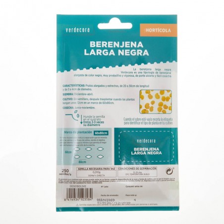 SEMILLAS BERENJENA LARGA NEGRA VERDECORA