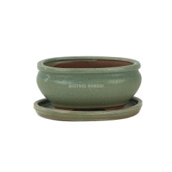 TIESTO OVAL CON PLATO VERDE MATE