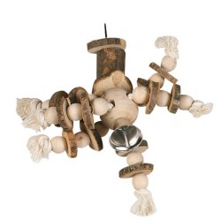 COLGANTE CON CUERDA, TRONCOS Y CASCABEL PARA JAU