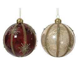 BOLA CRISTAL BURDEOS-CREMA GLITER D10CM