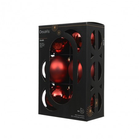 CAJA 6 BOLAS 8CM ROJO MATE-BRILLO
