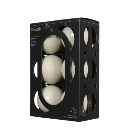 CAJA 6 BOLAS BLANCO LANA MATE-BRILLO D8CM