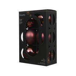 SET 6 BOLAS 8CM CRISTAL MARRÓN MATE-BRILLO