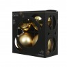 CAJA 4 BOLAS PLÁSTICO 10CM ORO MATE-BRILLO