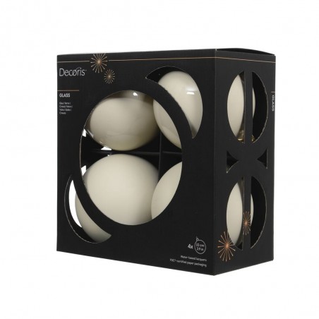 CAJA 4 BOLAS CRISTAL BLANCO MATE-BRILLO D10CM