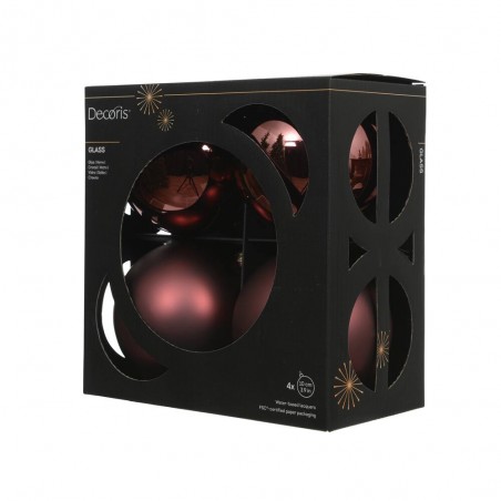 SET 4 BOLAS CRISTAL MARRÓN MATE-BRILLO D10CM