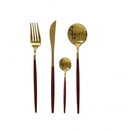 SET CUBIERTOS X 16 ORO L25-W17-H6CM
