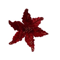 POINSETIA ARTIFICIAL ROJA CON CLIP D44 H17CM