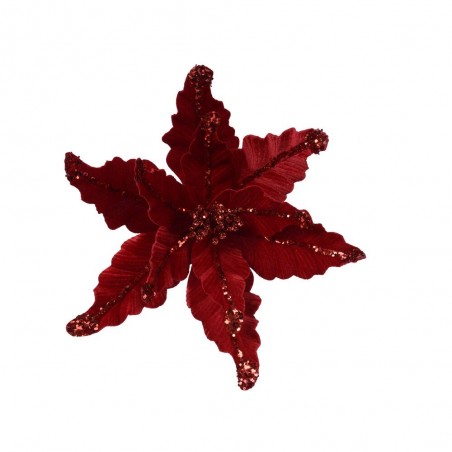 POINSETIA ARTIFICIAL ROJA CON CLIP D44 H17CM