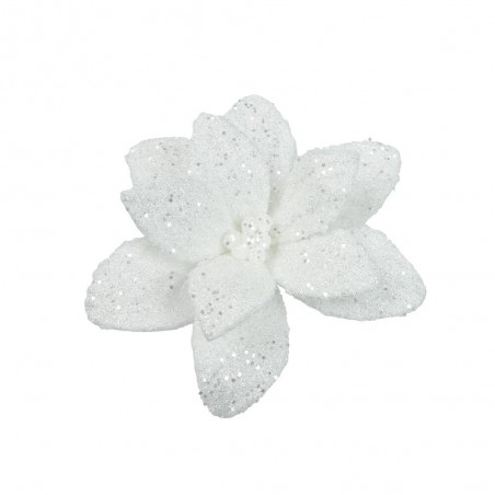 POINSETTIA ARTIFICIAL BLANCA CLIP D28-H10CM