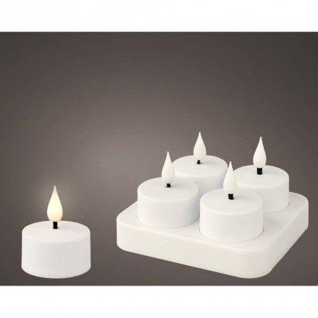 TEALIGHT BASE RECARGABLE X4 D4-H4.70CM-1L BLANCO