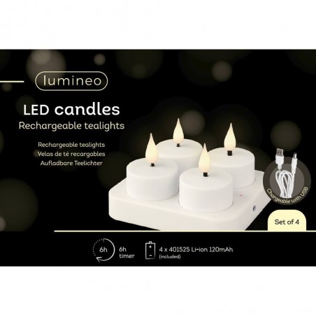 TEALIGHT BASE RECARGABLE X4 D4-H4.70CM-1L BLANCO