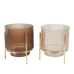 PORTAVELAS CON PIE METÁLICO D12CM