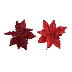 POINSETTIA D24CM ROJO/BURDEOS CLIP D24CM
