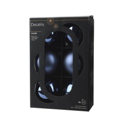 SET 6 BOLAS 8CM CRISTAL AZUL MATE-BRILLO