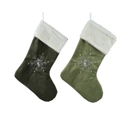 CALCETÍN NAVIDEÑO COPO NIEVE VERDE L40-W17