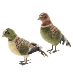 PÁJARO VERDE CON STRASS 2 SURTIDOS L20-W9-H17CM