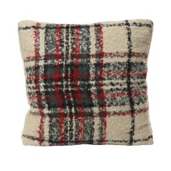 COJÍN CUADROS BURDEOS 45X45CM