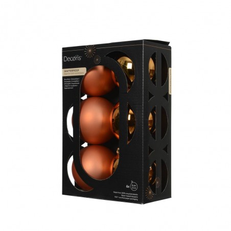 SET 6 BOLAS 8CM NARANJA MATE-BRILLO