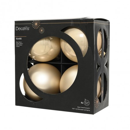 CAJA 4 BOLAS CRISTAL PERLA MATE-BRILLO D10CM