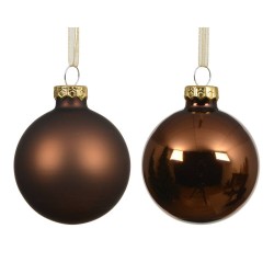SET 4 BOLAS CRISTAL MARRÓN MATE-BRILLO D10CM