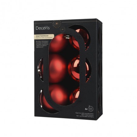 CAJA 6 BOLAS 8CM ROJO MATE-BRILLO
