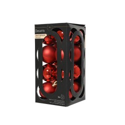 SET 16 BOLAS 4CM ROJO MATE-BRILLO