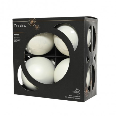 SET 4 BOLAS 10CM BLANCO MATE-BRILLO