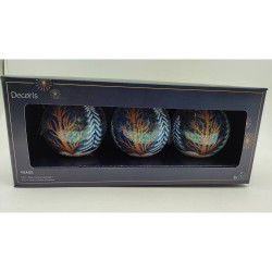 SET 3 BOLA CRISTAL ABETOS NIEVE INTERIOR D8CM