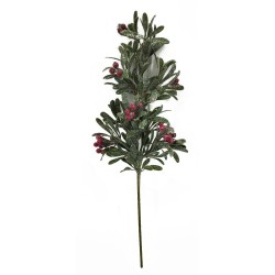 MUERDAGO NEVADA CON BAYAS ROJAS 65CM TALLO