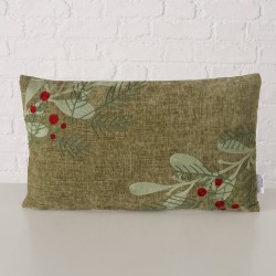 COJÍN BORDADO FLORES VERDE CLARO 50X30CM