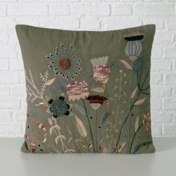 COJÍN VELVET BORDADO FLORES 45X45CM