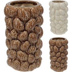 JARRÓN CERÁMICA PIÑAS 16X16X28CM