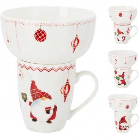 TAZA Y CUENCO NAVIDEÑO